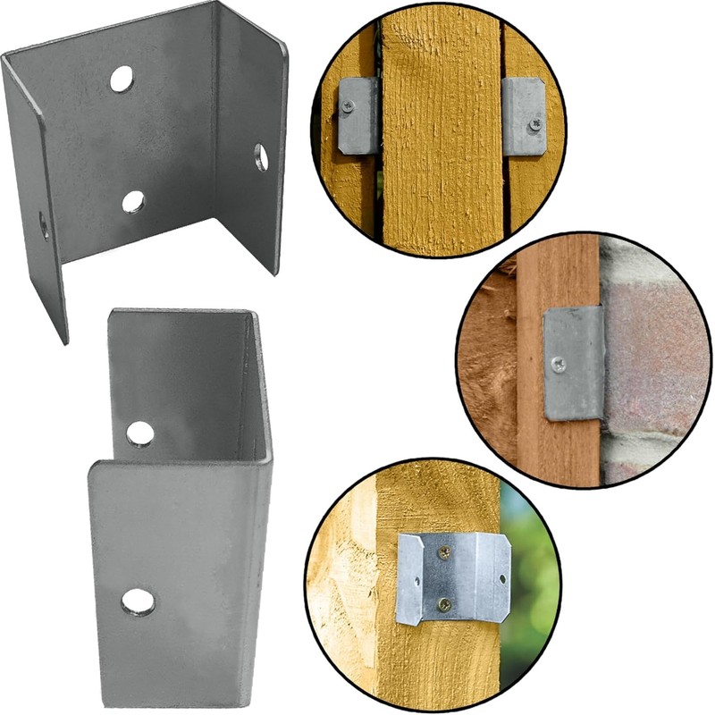 Fence Pancel Bracket Fixings Galvanised Panel Clip Pack of 24