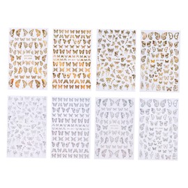 BIUDECO 8sheets Butterfly Nail Art Stickers Manicure Decoration Eye-catching Designs for Unique Nail Beauty Random Styles Safe Material
