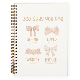 PLKMN Pink Bow Coquette Notebook, God Says You are Christian Notebook Journal for Women, Pink Office Supplies, Bible Journal Notebooks for Note Taking, Bible Journaling Notebook 5.5x8.3 (Beige) Dotted
