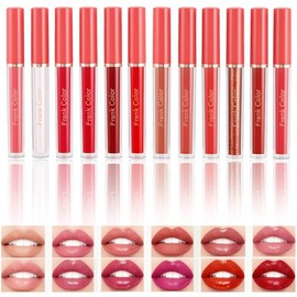 12 Colores Labiales, Mate Larga Duracion Pintalabios Permanente Barra | No pegajoso Lipstick Labios de Hidratante, Labial Set de Maquillaje, Lápiz Lab