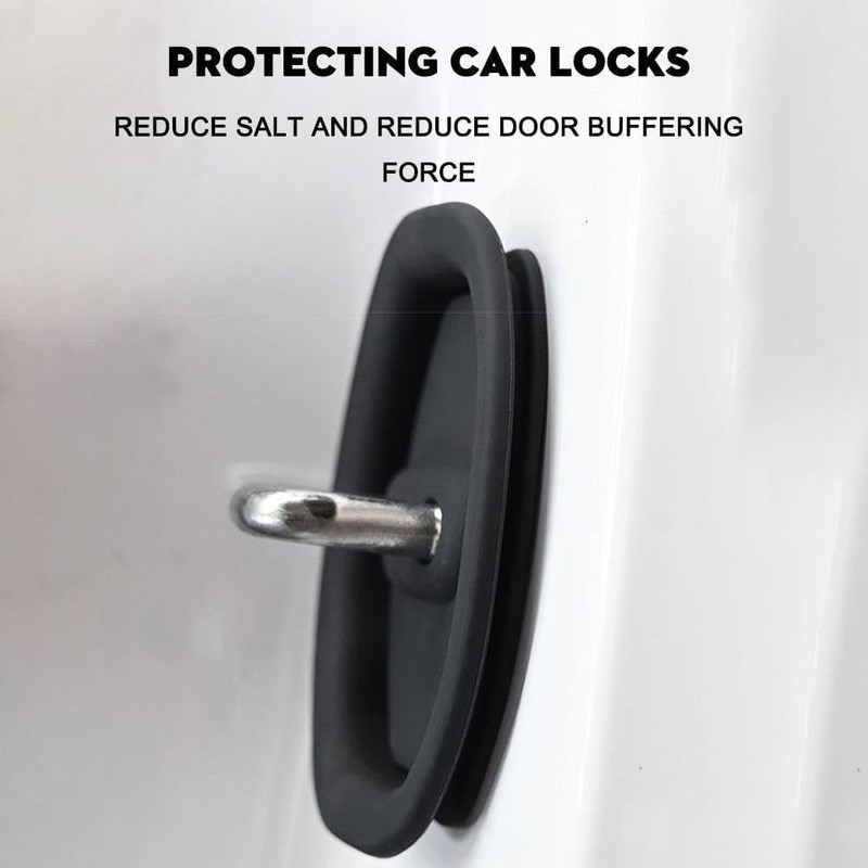 4 Pcs Car Silicone Door Latch Protective Covers, Universal Fit,
