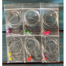 6 - Hi*Low - Pompano Rig, Surf Fishing Rig, Fishing Rigs, Double Drop Rig - Pompano, Snappers, Whiting, Drum, Spots, Etc Hand Tied w/ 30Lb Mono Line: Neon Colored Beads