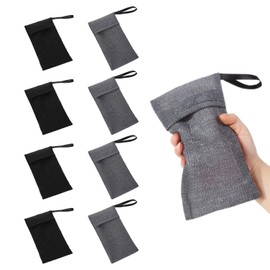Zonoori Pack of 8 Soap Bags, Grey / Black, Soap Bags for Solid Soap, Nylon Soap Bag, Soap Bag for Showering, Exfoliating
