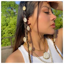 Yheakne Boho Tribal Circle Hair Ring Set Boho Braid Rings Dreadlock Dirty Braid Hair Loops Clips Silver Hair Braid Hair Clip Rings Decoration African for Women and Girls (Silver Shell)