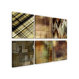 Pictures Set of 6 Pack 40 x 40 cm Abstract Pattern Earthy Brown Art