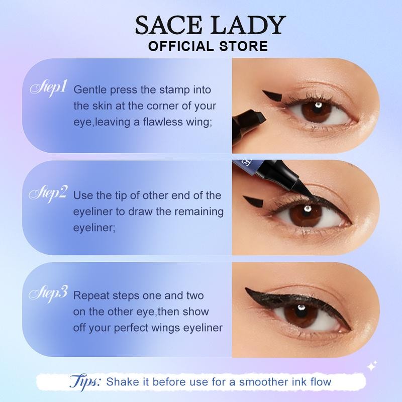 SACE LADY Waterproof Stamp Eyeliner Makeup Black Smudge-proof Pigmented Winged