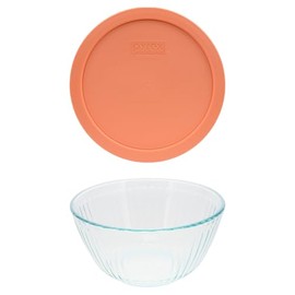 Pyrex (1 7402 6-Cup/1.5L Sculpted Glass Mixing Bowl and (1) 7402-PC 6/7-Cup Bahama Sunset Lid