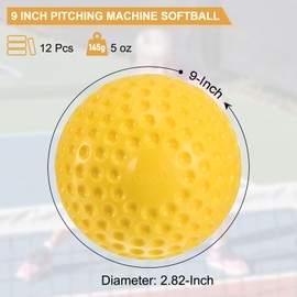 PATIKIL 9 Inch Pitching Machine Baseballs 12 Pack Yellow Dimpled Baseball Practice Baseball PU Sports Game Ball for Hitting Fielding Practice Hand-Eye Coordination