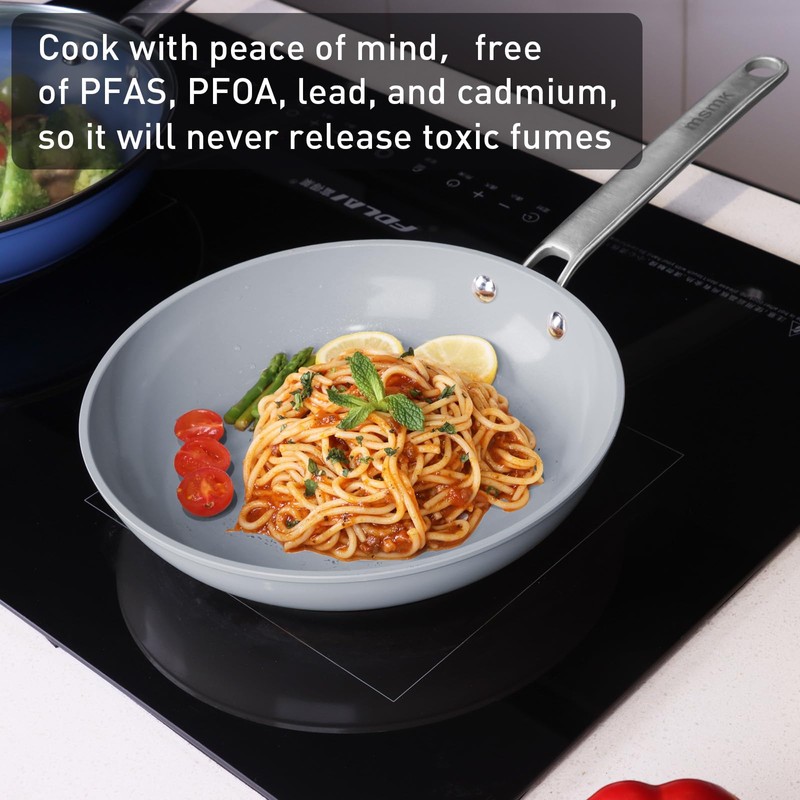 MsMk 5-Piece Ceramic Non Stick Pans Set 8, 10, 12