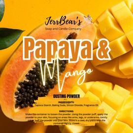 JerrBear’s Custom Body Dusting Powder - Scented - Gentle - Fine Powder Talc-Free Fragrance Moisture Cosmetic Skin Care:_Papaya & Mango