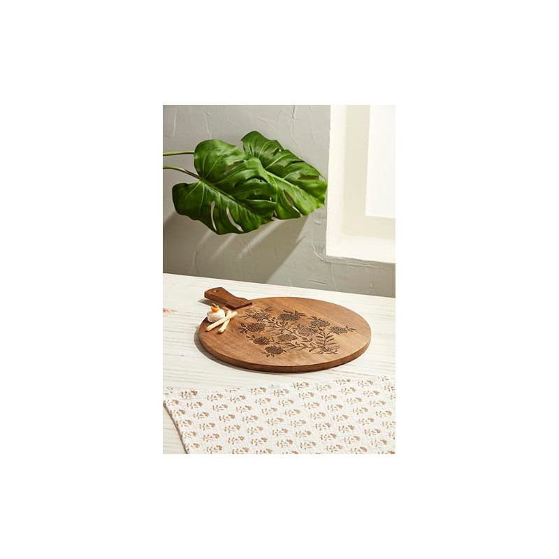 Mud Pie Block Print Circle Board; 18 1/2" x 15"