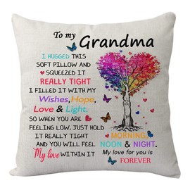 KHLOY Grandma Cushion Cover Gift,Funny Grandma Pillow Cover For Women Birthday Christmas Mother's Day Grandma Gift From Granddaughter Grandson Reminder Pillowcase Home Decor 18"x 18"