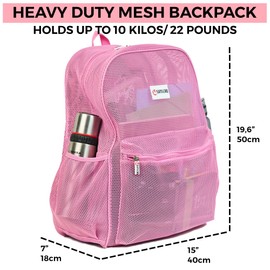 SHYLERO Mesh Backpack XXL (36L) - Lightweight Heavy-Duty Clear Backpack Made of Reinforced 3D Mesh - H19.6 xW15 xD7