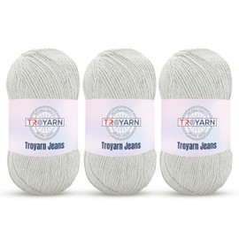 60% algodón, 40% acrílico, hilo de ganchillo – 3 madejas al por mayor, crema, suave Fino/Deportivo para ganchillo/tejer, ideal para muñecas Amigurumi y prendas de bebé
