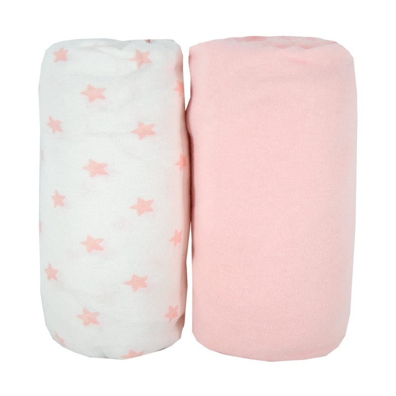 BabyCalin - Set of 2 Fitted Sheets Pink / Star