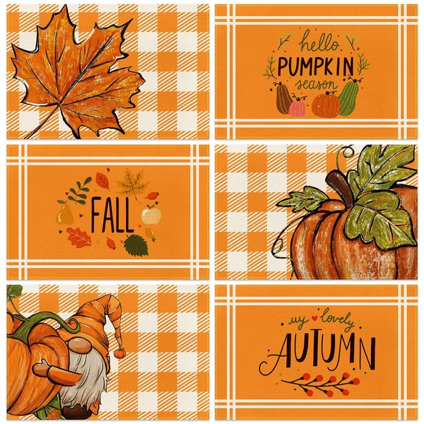 Hello Fall - Juego de 6 manteles individuales con diseño