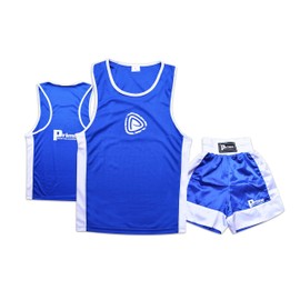 Prime Sports Kids Boxing Uniform Set Top & Shorts 2 Pcs Top and shorts Boxing Clothes for Kids Boys/Girls Satin Fabric For 03 to 14 Years(7-8 Years, Blue)