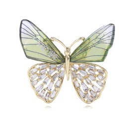 Rhinestone Animal Brooch Pin, Colorful Crystal Insect Butterfly Wings Suit Lapel Pin Badge Coat Pin Jewelry for Women Girls (Green)
