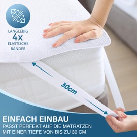 Utopia Bedding Waterproof Mattress Protector 200 x 200 cm, Breathable Mattress Topper, Mattress Protector with Elastic Corner Straps, Mattress Cover.