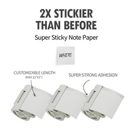 MANGOSLAB Nemonic AI Sticky Note Cartridge - Printable Sticker Paper for Nemonic AI Printer MIP-201 - White Printer Paper Label Stickers (White, 3 Rolls)