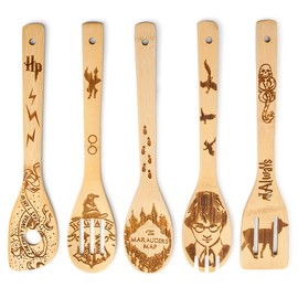 Magic Harry Wooden Spoons Gifts for Cooking - Cool Engraved Kitchen Utensils Accessories Set, Bamboo Cooking Stuff for Kitchen Decor - Perfect Kitchen Gifts for Mother's Day Wedding Baking