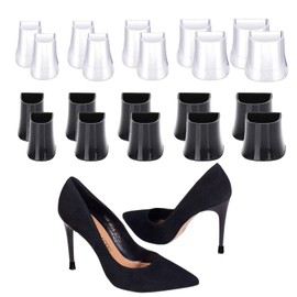10 Pairs of Heel Protectors, Heel Protector, High Heels, Heel Protection, Stiletto Heel Protection Shoes, Transparent, Black, Xx/XS/S/M/L 5 Sizes - For Weddings, Celebrations, Outdoor Activities