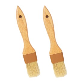 NIIIYTYB 2 Pcs Food Brush for Cooking and Baking Natural Pastry Basting Brush with Boar Bristles and Beechwood Handle Kitchen Oil Sauce Baster for Marinating BBQ Grilling and Baking Marinade Brushes