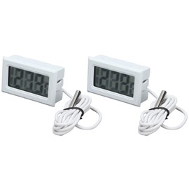 2 Uds Mini termómetro para nevera, termómetros digitales para congelador, termómetro digital LCD monitor de temperatura con sonda externa para Nevera Congelador Acuario -50℃~110℃ (blanco * 2)