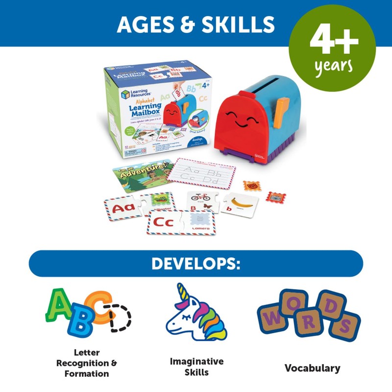 Learning Resources Learning Resources Alphabet Learning Mailbox, 62 Pieces, Ages