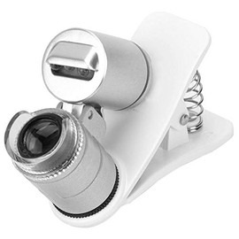 Thincol Clip para teléfono Celular en microscopio, Detector de falsificación de Lupa Mini LED 60X, Clip de Lupa de Bolsillo para teléfono Inteligente, diámetro de Lente de 10 mm