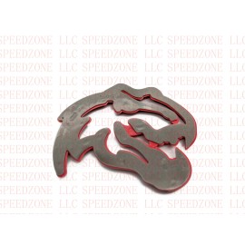 Factotum PAIR Dinosaur T-Rex TRX Emblem Badge fits Dodge Ram Logo Red Black