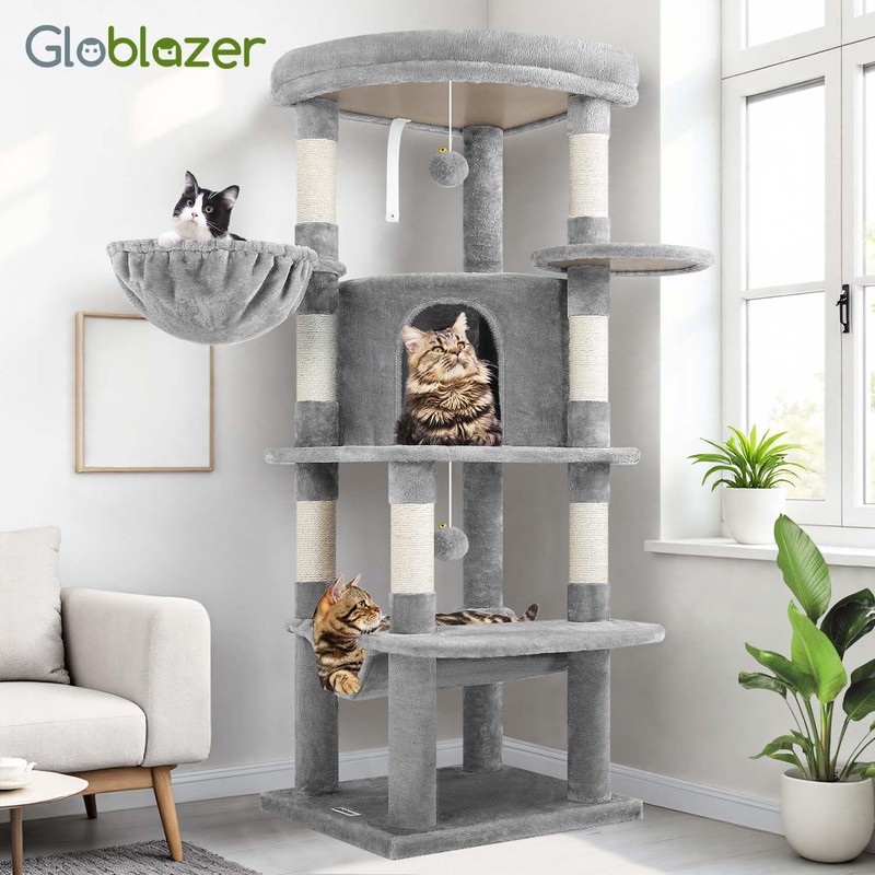 Globlazer Corner Cat Tree Tower for Indoor Cats, 51in Multi-Level