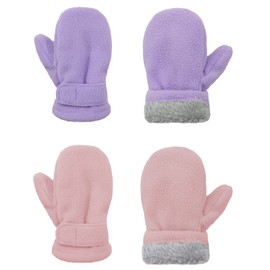 American Trends Kids Winter Mittens Snow Mitten for Toddler Boys Girls Ski Warm Fleece Toddler Gloves Pink&Light Purple M(Fits 1-2 years)