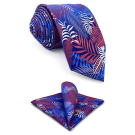 S&W SHLAX&WING Tie Set for Men Necktie Blue Red White Multicolor Geometric Pattern for Party Classic Size 57.5"×3.15"