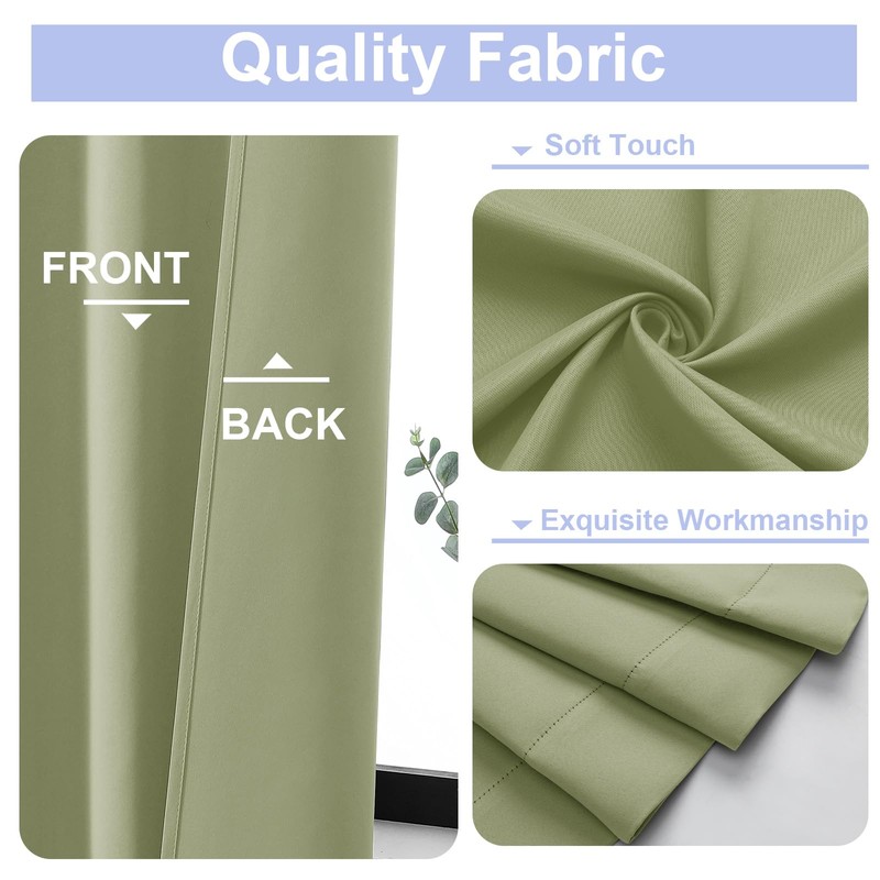 Simplebrand Sage Green Valance for Windows, Short Blackout Curtains for