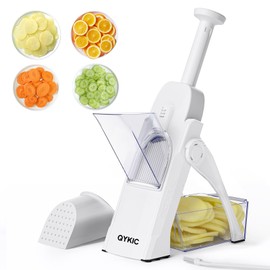 QYKIC Safe Mandoline Slicer, Vegetables Potato Clips Slicer,Food Slicer,Thickness Adjustable for Cucumber Potato Carrot Lemon Only Slicer (White)