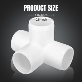 20 Pack 4 Way PVC Fittings 1/2 Inch, Furniture Grade Pipe Elbow Connector, 4 Way Side Outlet Tee Fittings for All DIY PVC Structure and Frames Building Furniture