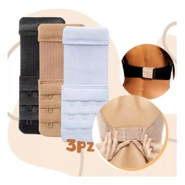 Universo en Linea Set 3 Extensiones Para Brasier Negro, Beige, Blanco Elástico