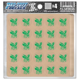 Bee Award Decals Hornets Wasps Thick mil Vinyl 1-1/8" Diameter (100 Decals) Professional-Grade Football Hockey Baseball Softball Lacrosse (Kelly Green on Clear)