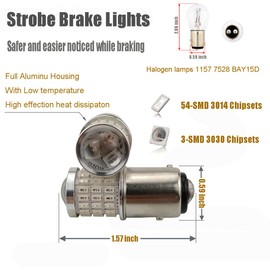 iBrightstar - Luces de freno intermitentes intermitentes de 9 a 30 V 1157 2057 2357 7528 BAY15D con proyector de repuesto para luces de freno trasero, rojo brillante