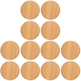 BESTonZON 12 PCS Mug Cover Lids, Bamboo Mug Cover Bamboo Mason Jar Lid Round Wood Lids, Mug Lid Tea Cup Cover Hot Cup Lid Wooden Can Lid Wood Cup Lid Travel Replaceable Bamboo Accessories