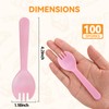 Cofimkate 100Pcs Mini Pink Plastic Spork, 4.2 Inch Individually Wrapped