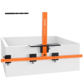 JORGENSEN Cabinet Hardware Jig Tool - Aluminum Alloy & Double Scale Cabinet Handle Jig Template, Professional for Installing Door Drawer Front Knobs Handles & Pulls with 5mm Alignment Drilled Hole