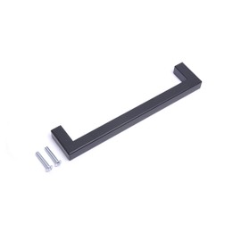 BSM Marketing 5 Pack Kitchen Door Handles 96mm Hole Centre Flat Black Cabinet Handles Stainless Steel Square Cupboard T Bar Handle (Screws Included)