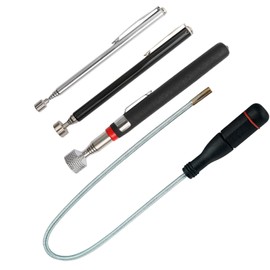 SPOKKI Pack of 4 Telescopic Magnet Magnetic Pickup Magnetic Rod Grabber with 600 mm Flexible Gooseneck Telescopic Magnetic Rod Stainless Steel Magnetic Gripper for Picking Up Small Parts, Metal