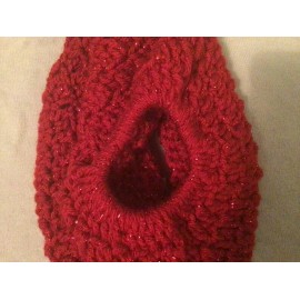 Handmade New!! Red Sparkle Mussy Bun Stylish Crochet Woman’s Fashion Hat