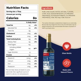 Torani Blueberry Syrup for Drinks, Flavoring for Iced Tea, Lemonade, Sodas, and Cocktails, Glass Bottle with Pump Included, 25.4 Fl Oz