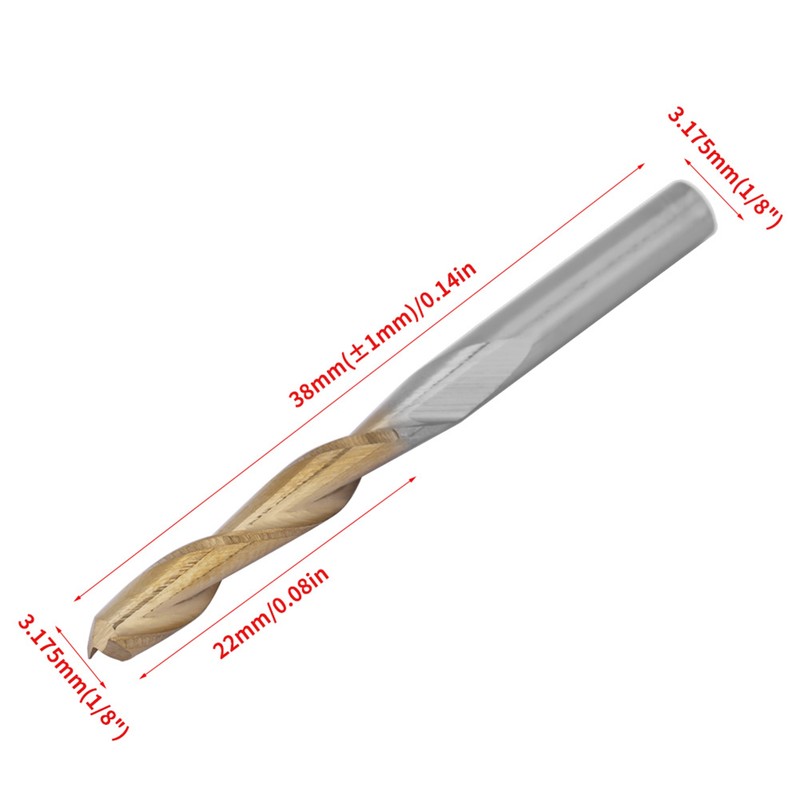Titanium Coated 2-flute End Mill Milliling Cutter 3.175mm Shank 3.175mm