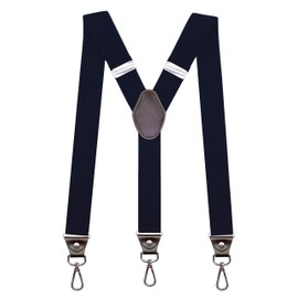 SupSuspen Y-Back Suspenders 1.4''Heavy Duty Braces&3 Leather Hooks on Belt Loops