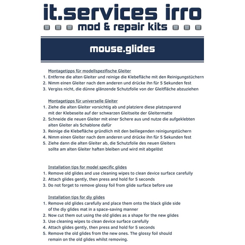 IT-Services Irro 2 x Sets Glides / Mouse Glides Suitable